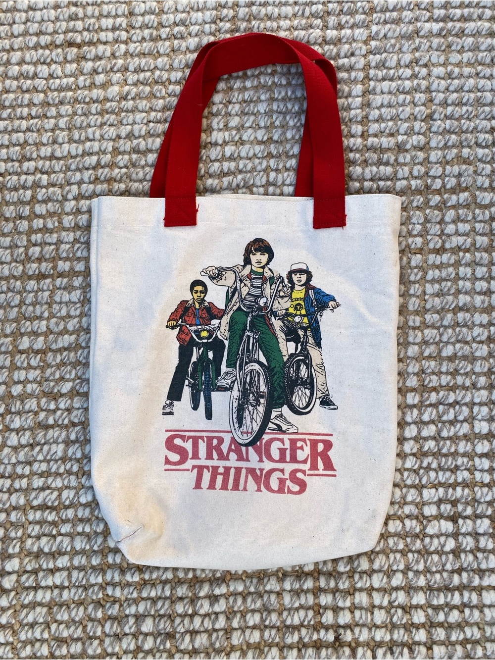 Stranger Things Canvas Tote with Red Handles